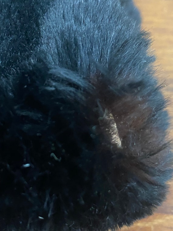 Vintage Sheared Black Rabbit Fur Hand Warmer Muff - image 5