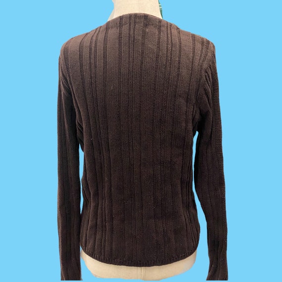 Vintage 1970s Brown Cotton Ladies Cardigan By Inn… - image 5