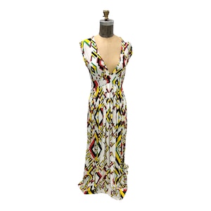 Vintage Nicholas X Morley Multi Colored Empire Waist Maxi Dress M