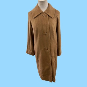 Vintage Ladies Tan Colored Soft Wool Long Winter Coat