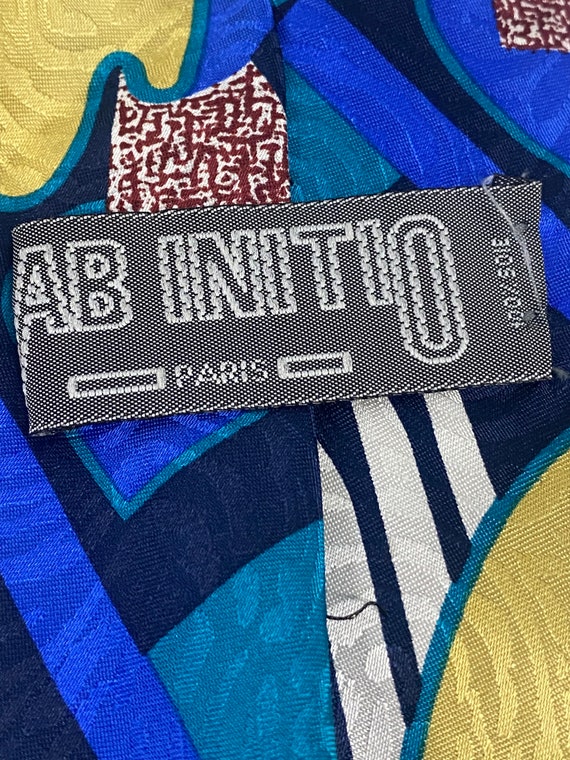 Vintage AB Initio Paris Bright Colorful Silk Tie - image 5