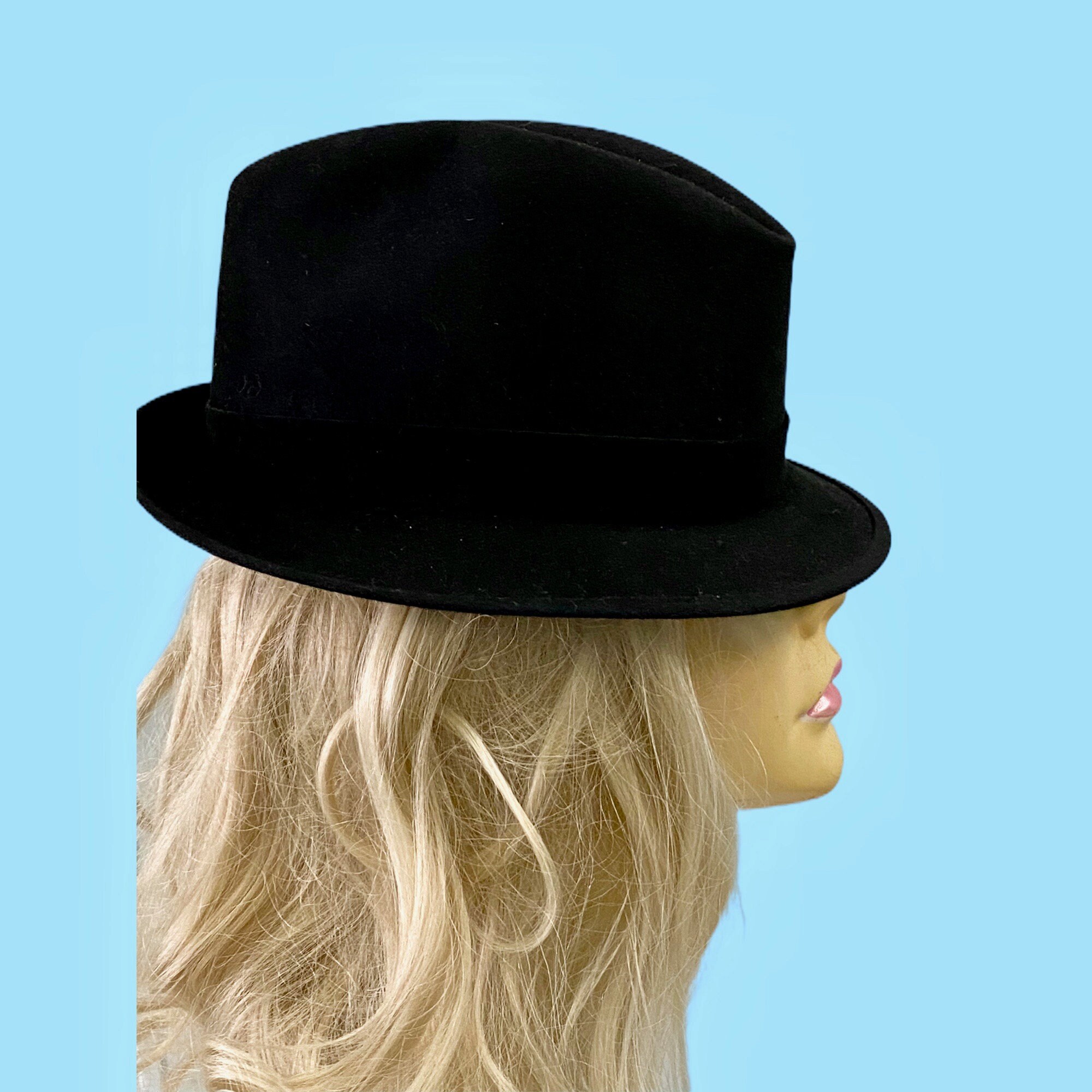 Vintage 1950's Black Stetson 3X Beaver Fedora Selvedge Hat Size 7