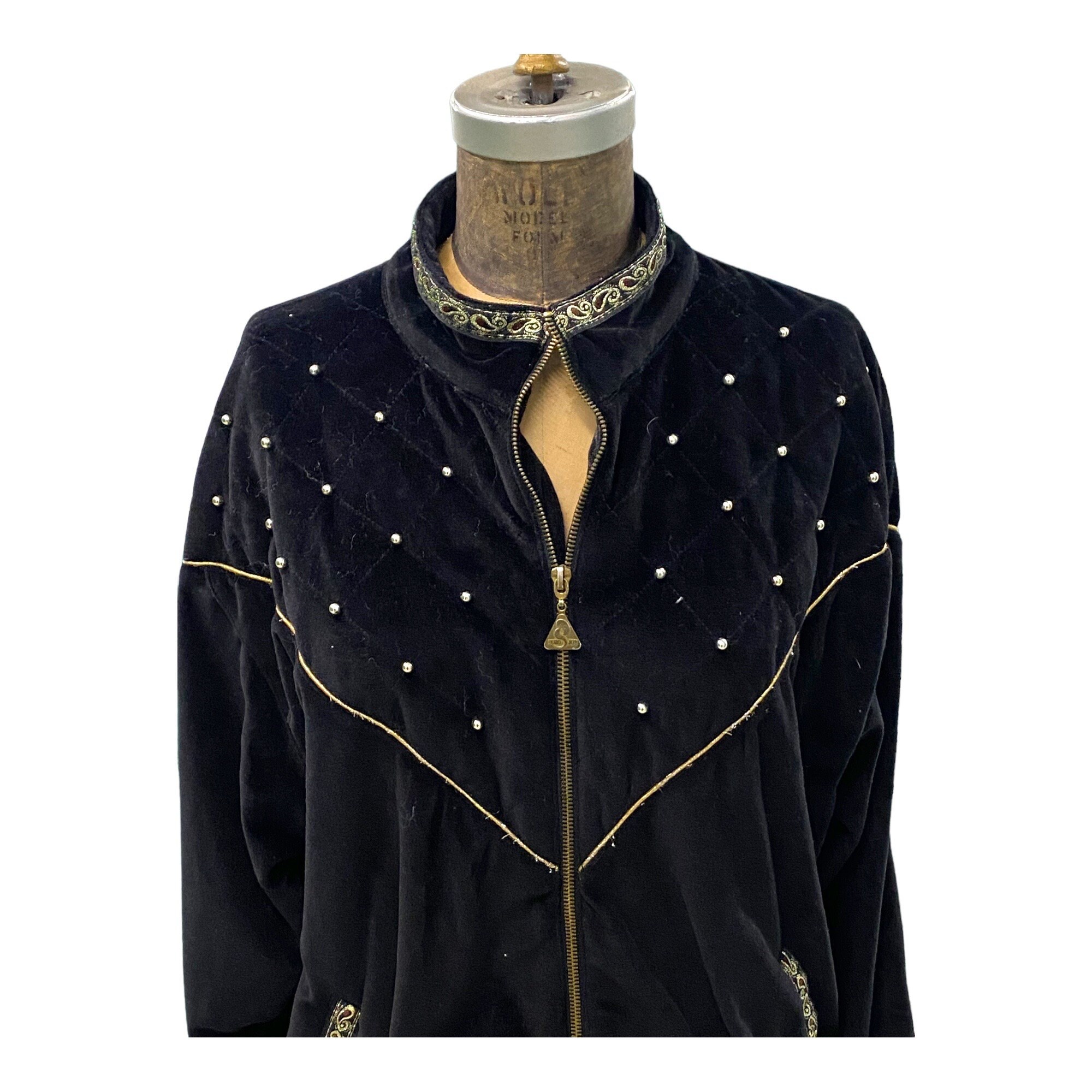ジャケット・アウター TODAYFUL / Embroidery Velour Jacket 38 Vintage 80 S Euro Joy Paris Milan Embroidered Black Velvet