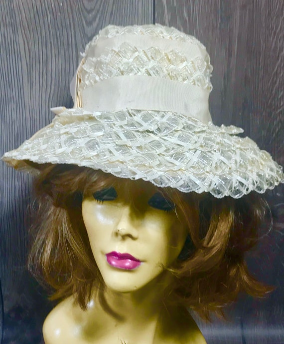 Vintage Union Made Ribbon Brimmed Hat s-l400.jpg main image 4