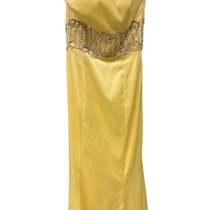 Vintage Jovani Yellow Beaded Maxi Evening Dress Size 0