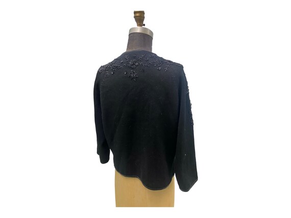 Vintage 1950s Black Beaded Cardigan Sweater W/ Sa… - image 6