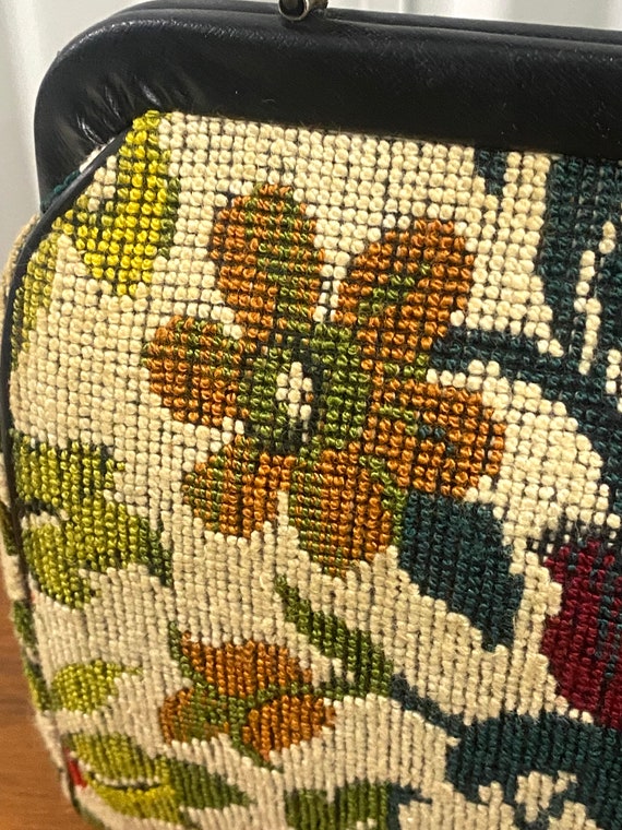 1960s Vintage Kadin Floral Tapestry Handbag & Sma… - image 2
