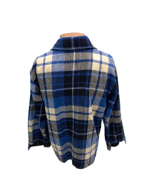 1970s Vintage Brewster Blue Plaid Wool Shirt Jack… - image 6