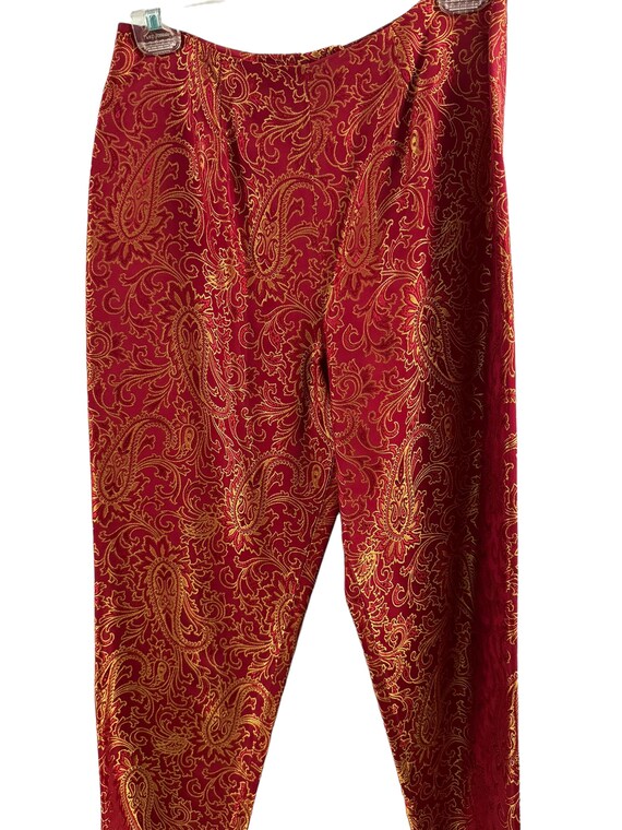 Vintage Red Gold Paisley Pattern 2 Piece Suit Siz… - image 6