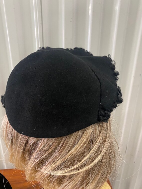 Vintage 1930's Black Felt W/Wool Winter Hat By Lo… - image 6