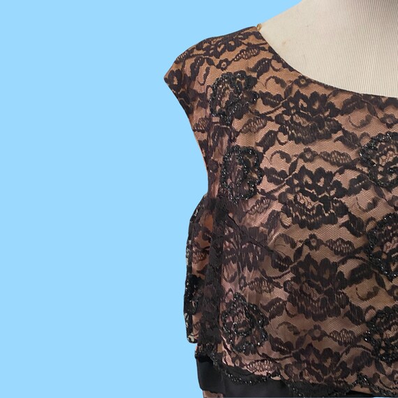 Vintage Black Dress With Lace Embroidered Over Sa… - image 3