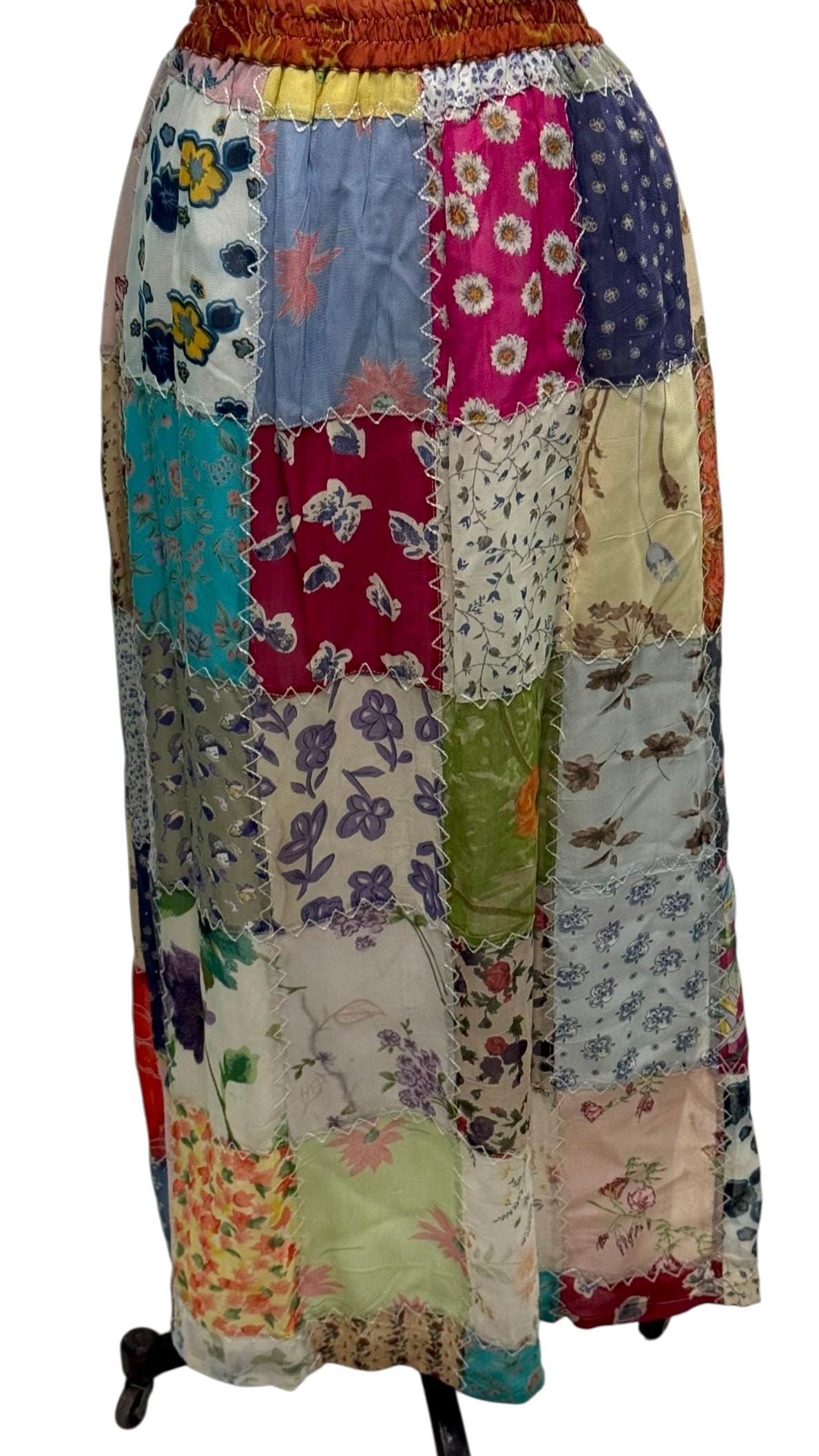 Vintage Boho Patchwork Maxi Skirt by Sacred Threads S/M - Etsy