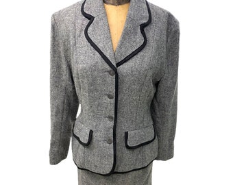 Vintage Warehouse UK Gray Wool Skirt Suit Size 8/9