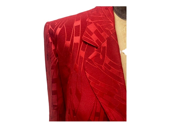 Louis Feraud Red Wool Silk 2 Piece Skirt Suit New… - image 4