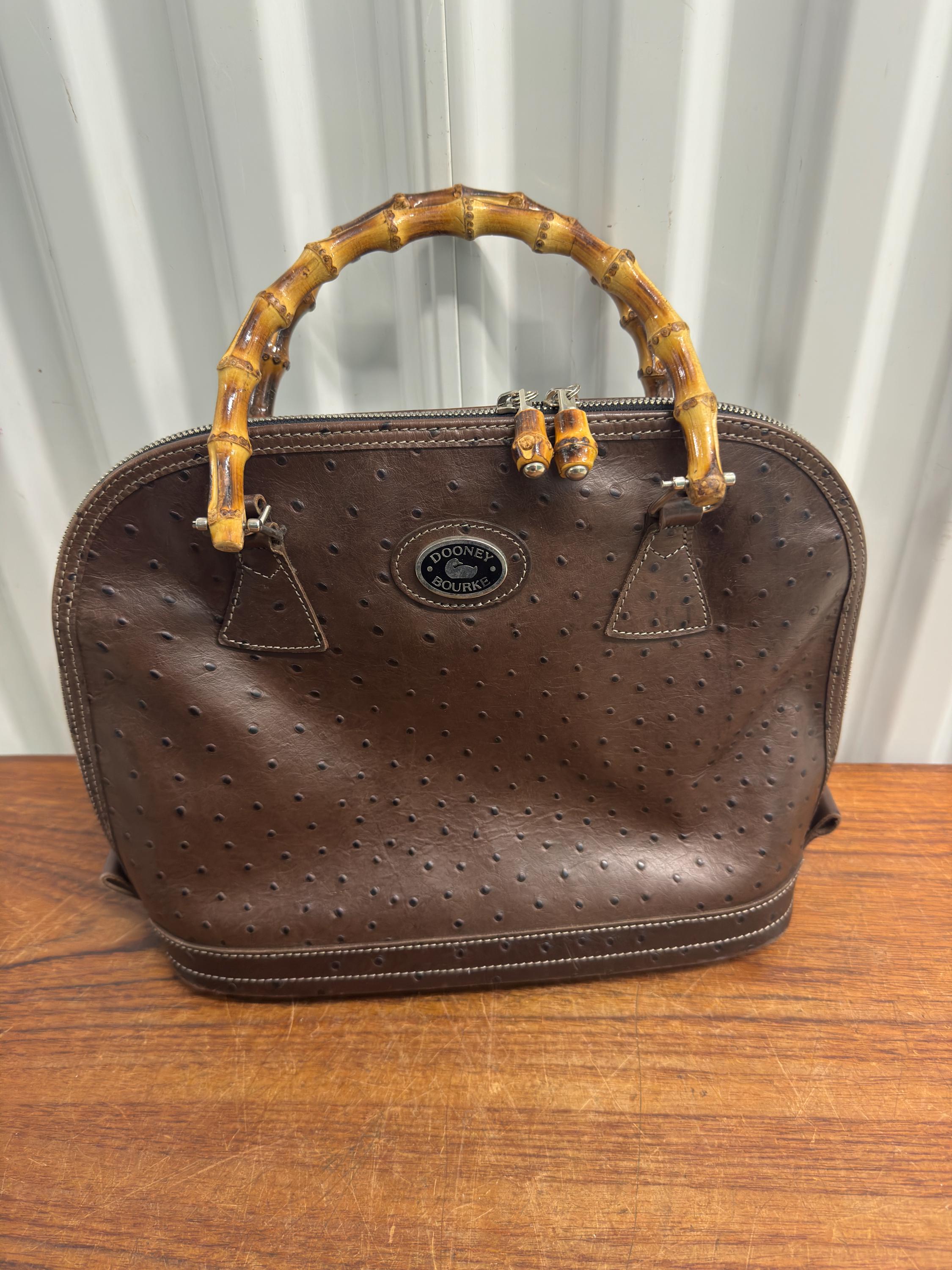 Vintage Dooney & Bourke Dark Brown Ostrich Bag Bamboo  display picture 1