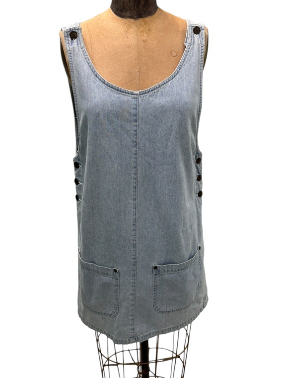 90s vintage Rafaella Jeans Denim Jumper Dress Med