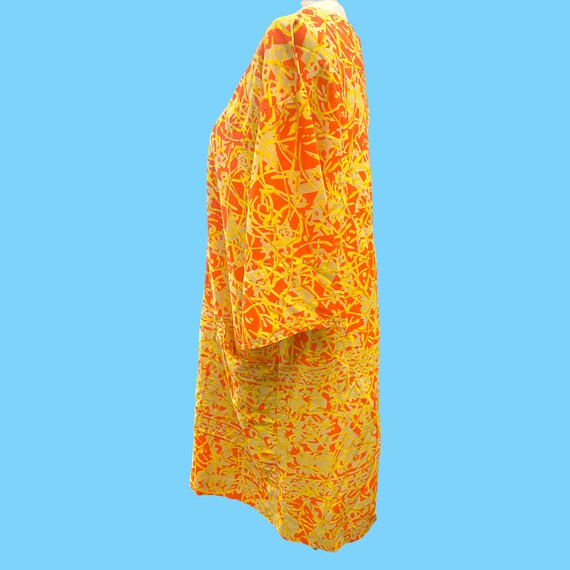 Vintage 1970s Bright Retro Orange Yellow Loungees… - image 6