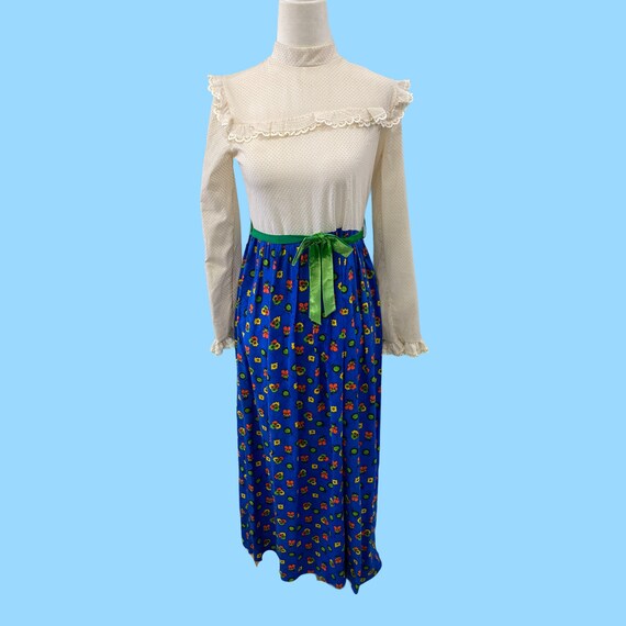 Vintage 1970's Tiny Town Girls Teen Dress Boho Ch… - image 1