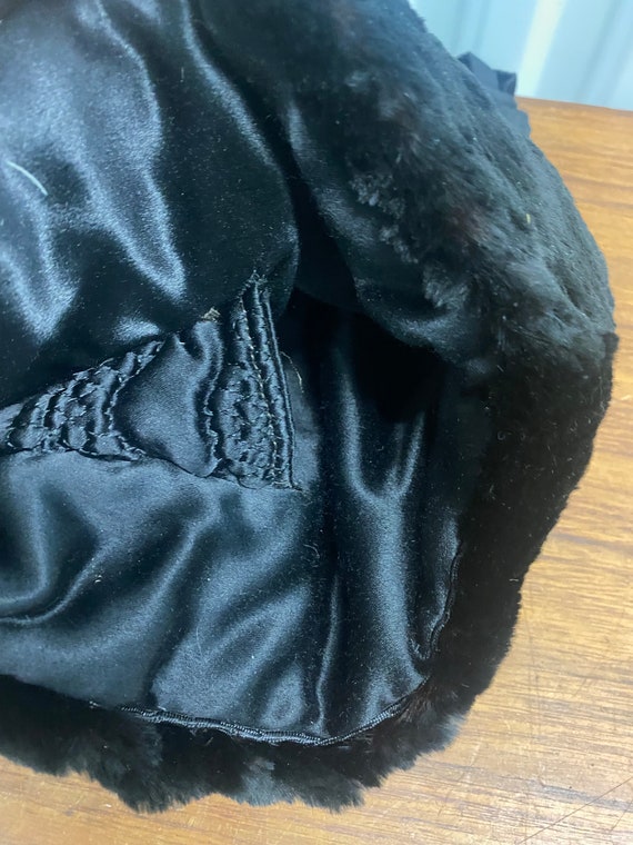 Vintage Sheared Black Rabbit Fur Hand Warmer Muff - image 3