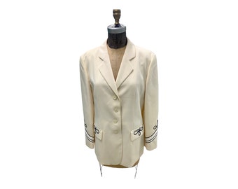 Vintage Mondi Cream Military Style Blazer Med- Large