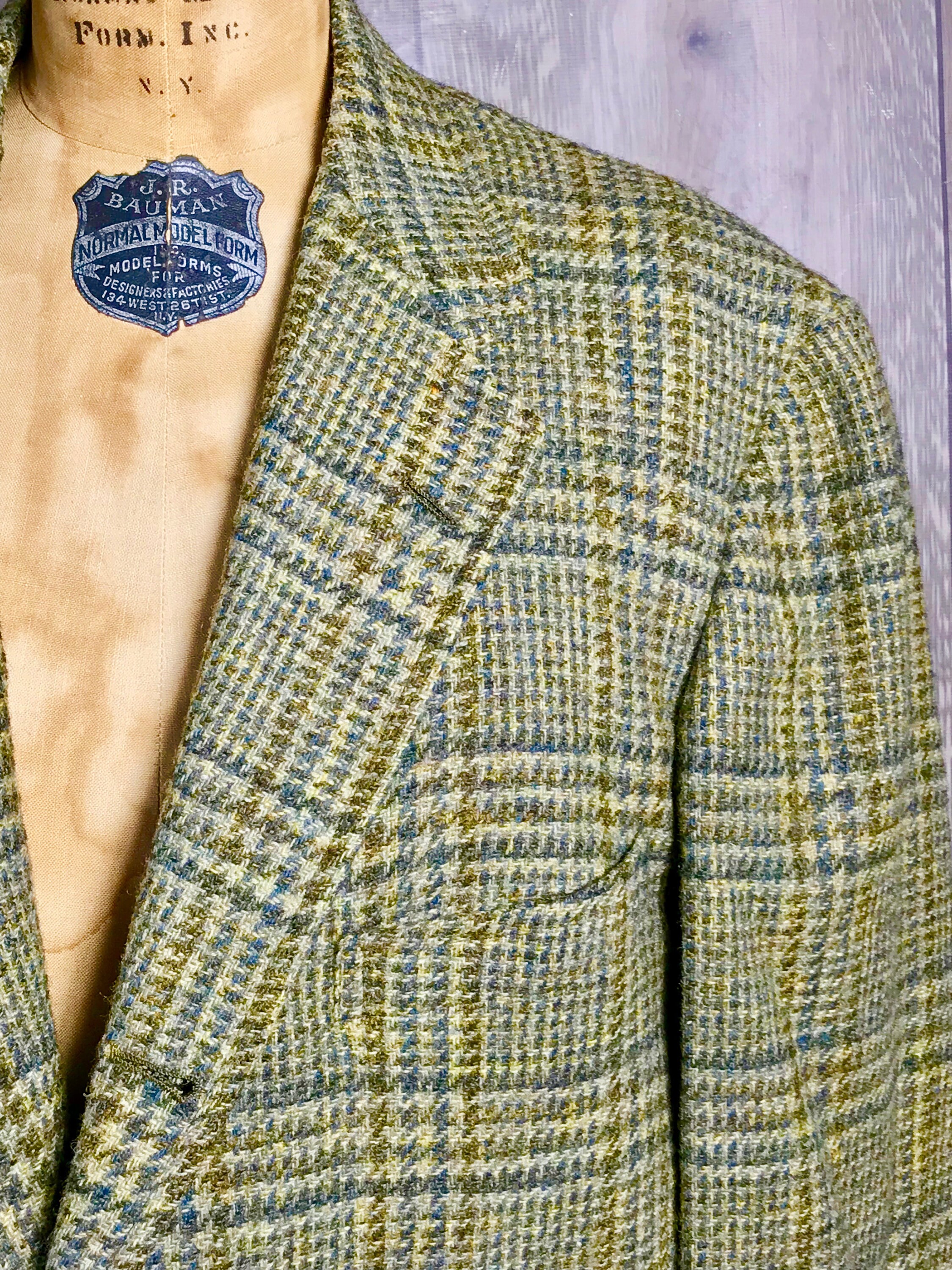 Vintage Brooks Brothers Tweed Checked Sports Coat 1960's Youth