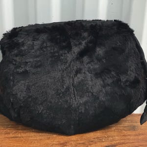 Vintage Black Sheared Beaver Fur Muff Wristlet Purse Small