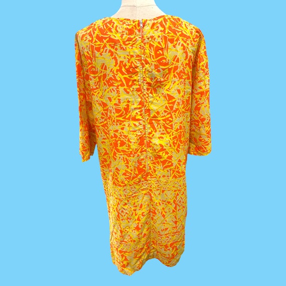 Vintage 1970s Bright Retro Orange Yellow Loungees… - image 7