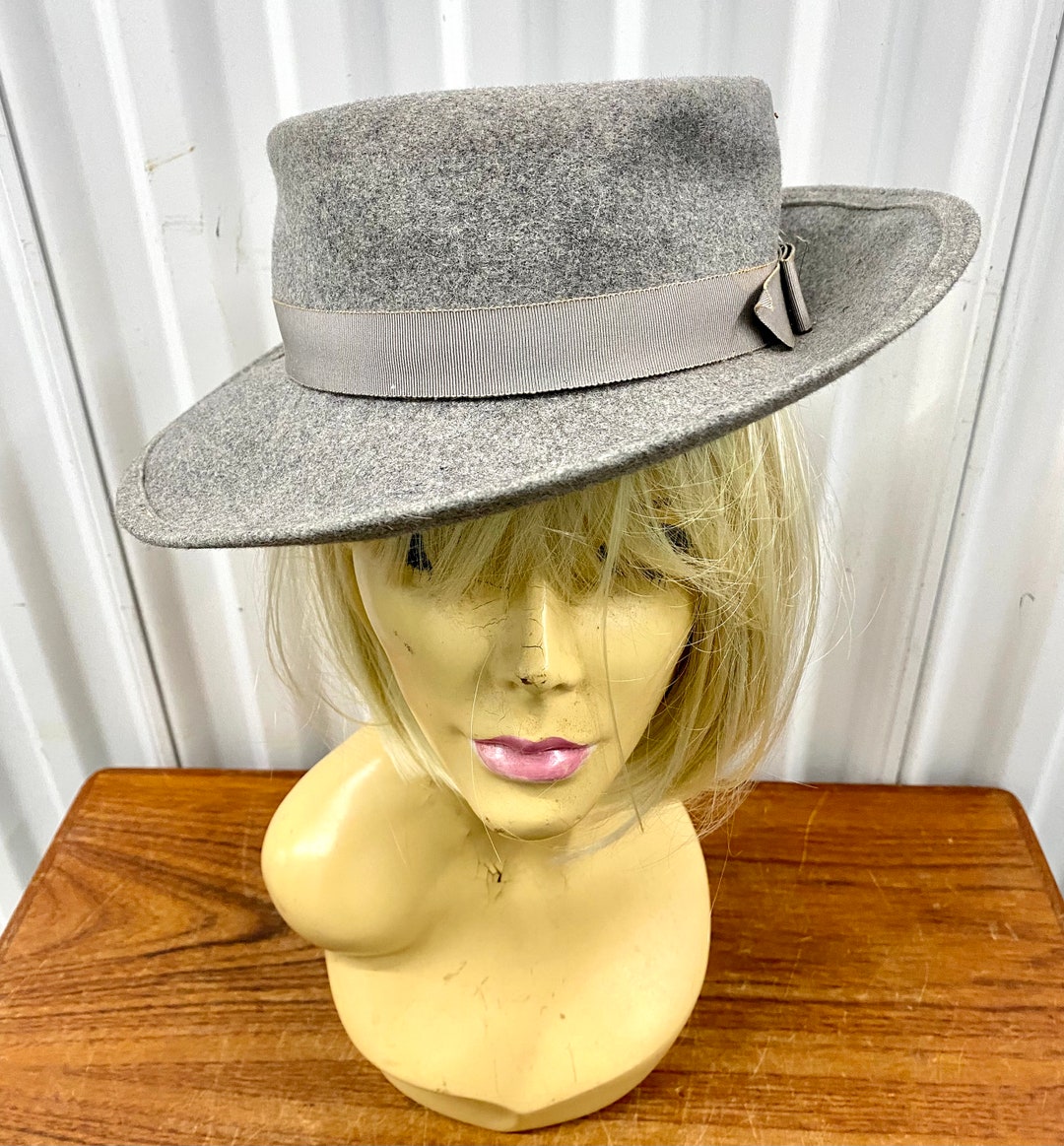 Vintage 1960s Grey Felt Hat by Sally Victoria - Etsy