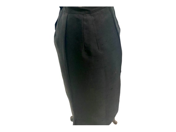 Vintage 1960s Black Shantung Silk Skirt Size 26 W… - image 5