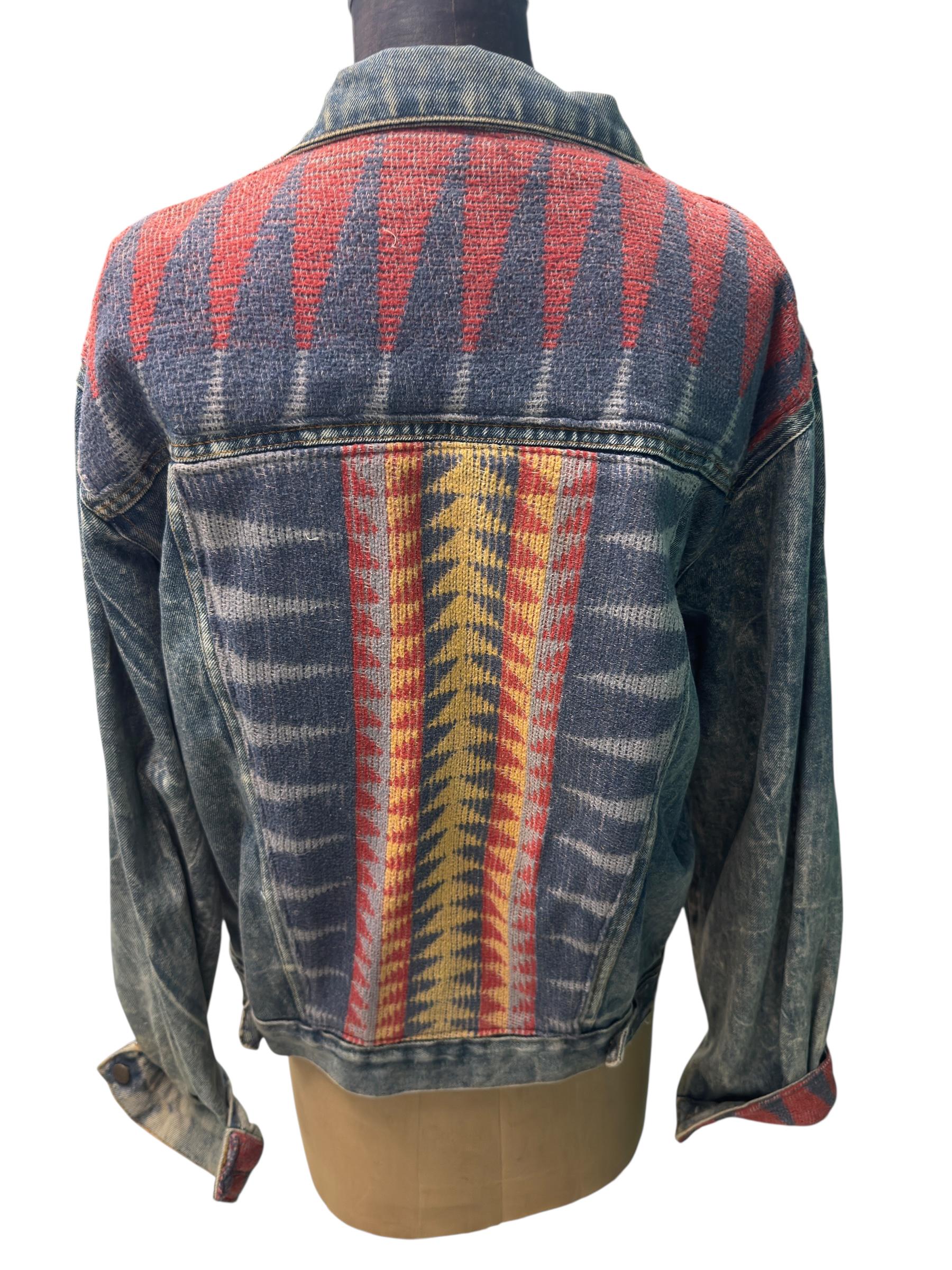 BILL BLASS刺繍入りデニムジャケット Y2K L エスニック ボヘミアン 