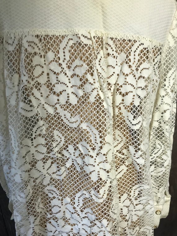 Vintage 1970's Lace Woman's Swimwear Cover Shirt … - image 10
