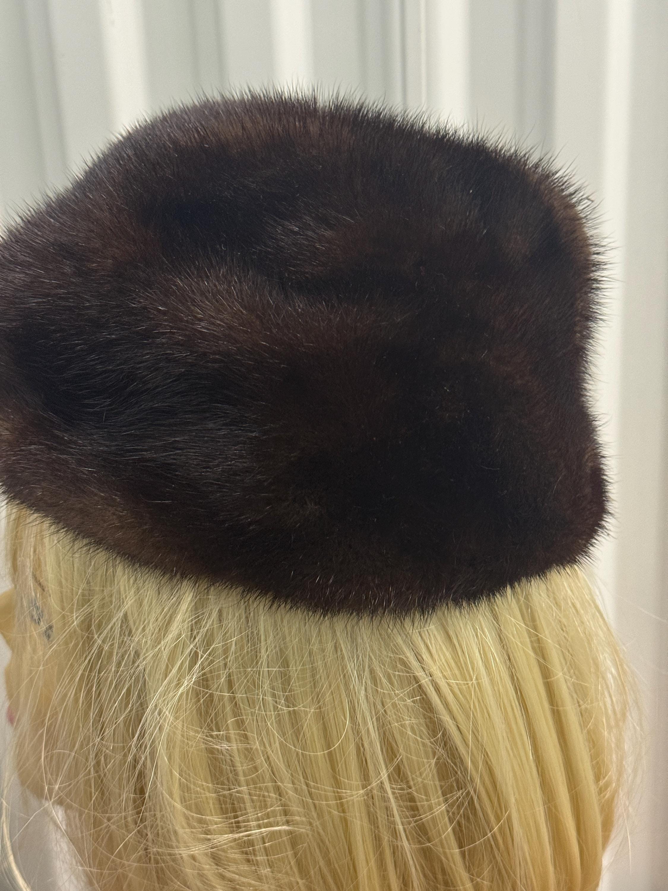 Macy’s Little Shop Genuine Mink and Leather Hat Vintage Brown Fur Hat Macy main image 3
