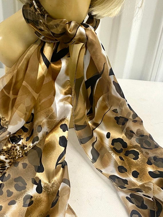 Vintage 1970s Leopard Print Neck Scarf - image 5