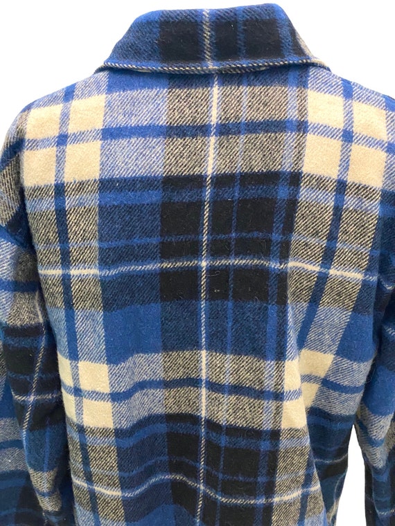 1970s Vintage Brewster Blue Plaid Wool Shirt Jack… - image 5