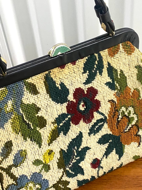 1960s Vintage Kadin Floral Tapestry Handbag & Sma… - image 6
