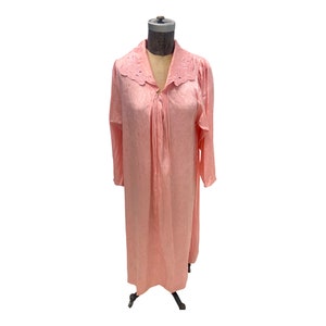 Vintage Pink Floral Christian Dior Loungewear House Dress Robe Petite
