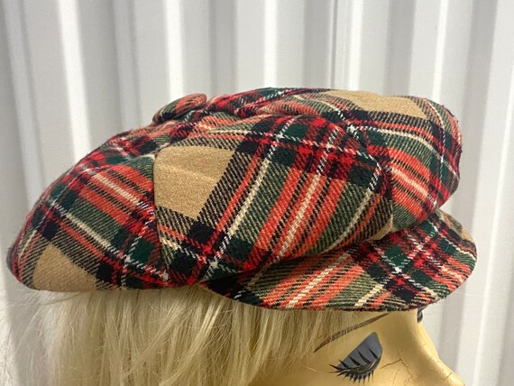 Vintage Plaid Newsboy Hat Made In Italy Small - M… - image 2