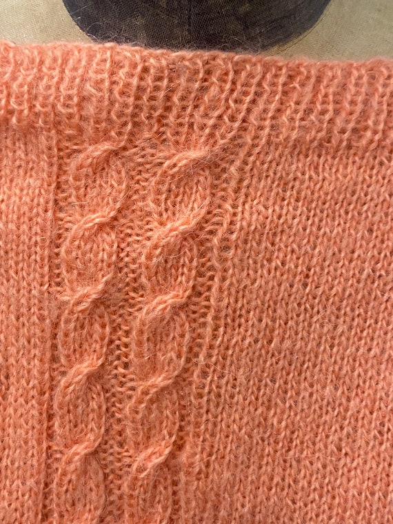 Vintage 1970s Tangerine Open Back Wool Sweater - image 6