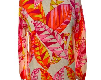 Vintage 60s Bright Psychedelic Acrylic Sweater Small
