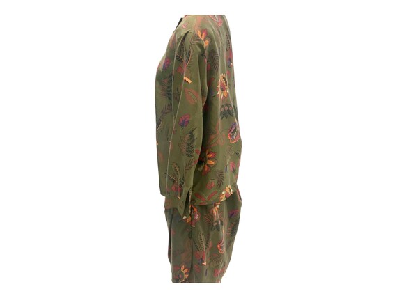 Vintage Rodier Silk Skirt Top Set Green Floral Pa… - image 7