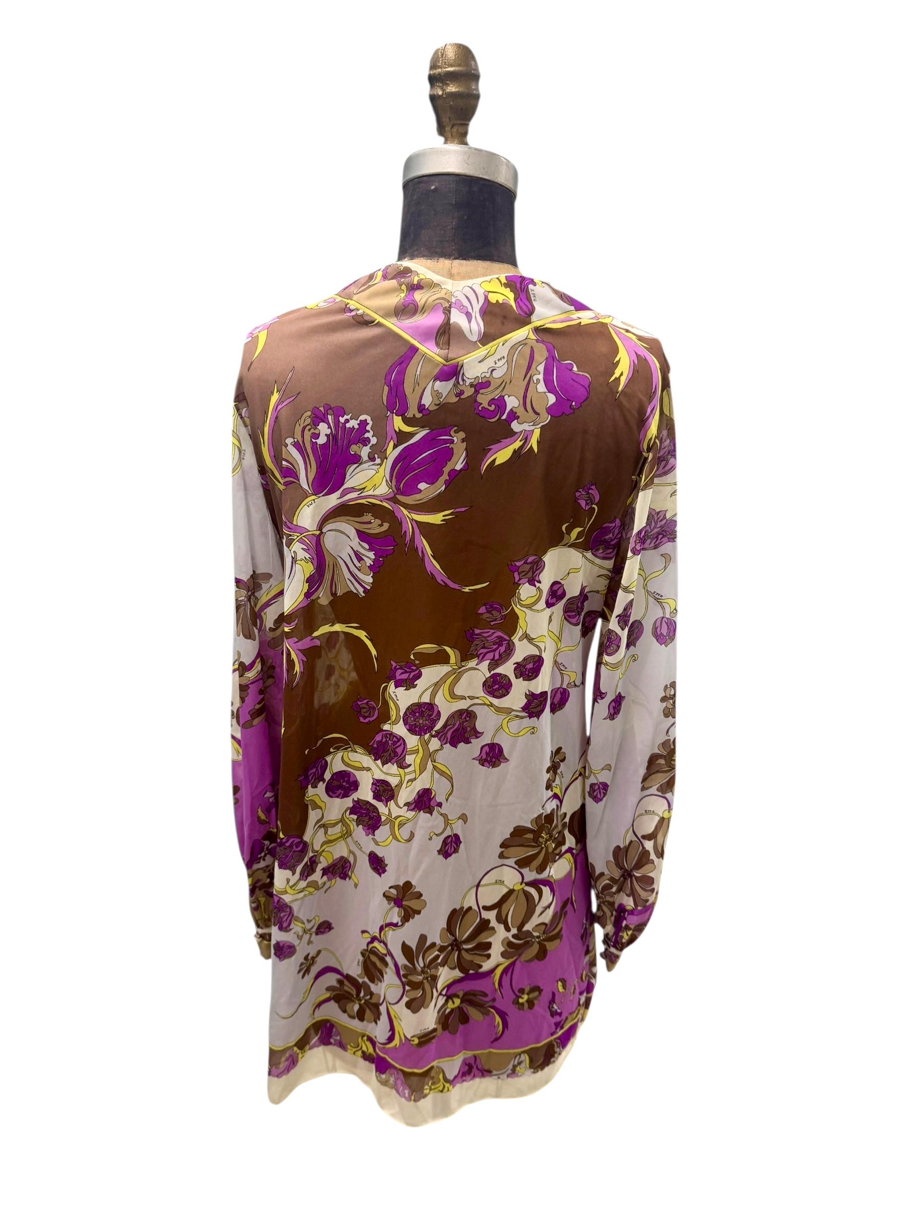 Vintage Emilio Pucci for Formfit Rogers Pink Brown Lingerie Top