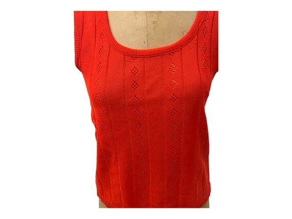 Vintage 70s Sydney Gould Red Wool Diamond Cut Out… - image 2