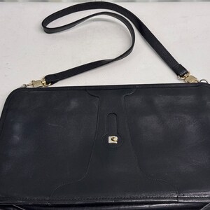 Vintage 70s / 80s Pierre Cardin Black Leather Shoulder Bag Purse