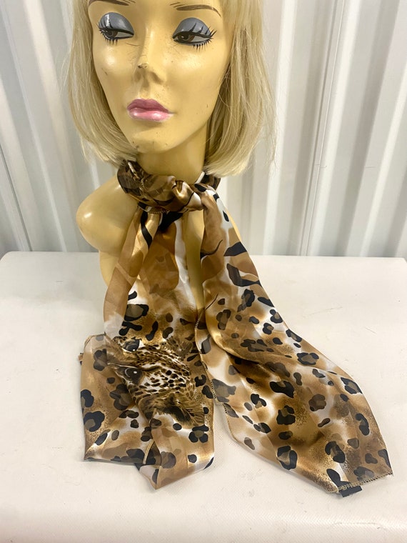 Vintage 1970s Leopard Print Neck Scarf - image 1