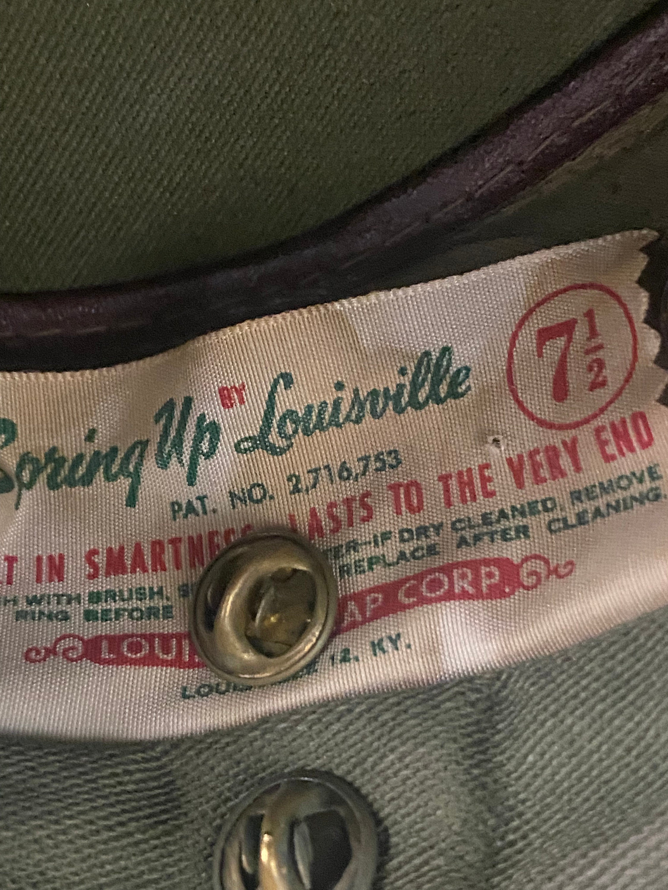 Vintage Military Hat Louisville Hat Co spring Up 