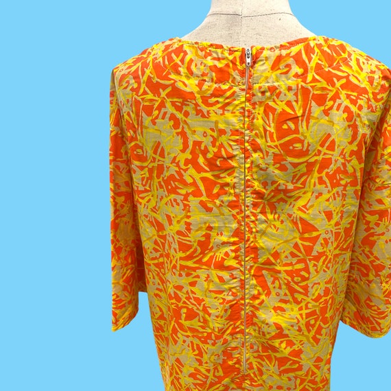 Vintage 1970s Bright Retro Orange Yellow Loungees… - image 8