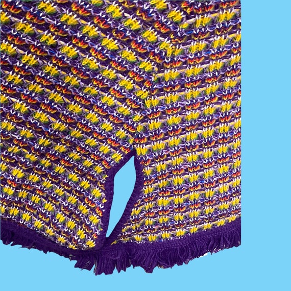 Vintage 1970s Bright Purple Yellow Knitted Wool P… - image 7