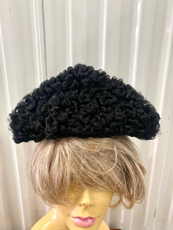 Vintage 1930's Black Felt W/Wool Winter Hat By Lo… - image 2