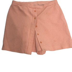 Vintage 70er Jahre Skorts mit rosa Karomuster zum Knöpfen