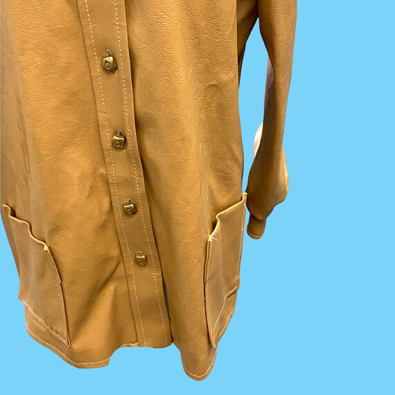 Vintage Retro 1970s Tan Faux Leather Jacket By NP… - image 5